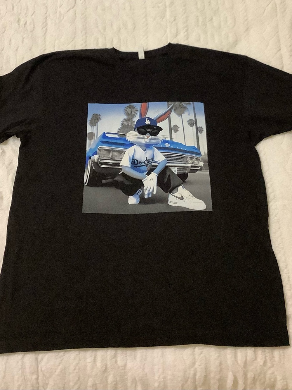 Black, Tee with Bugs Bunny, Dodgers, Lowrider Graphic